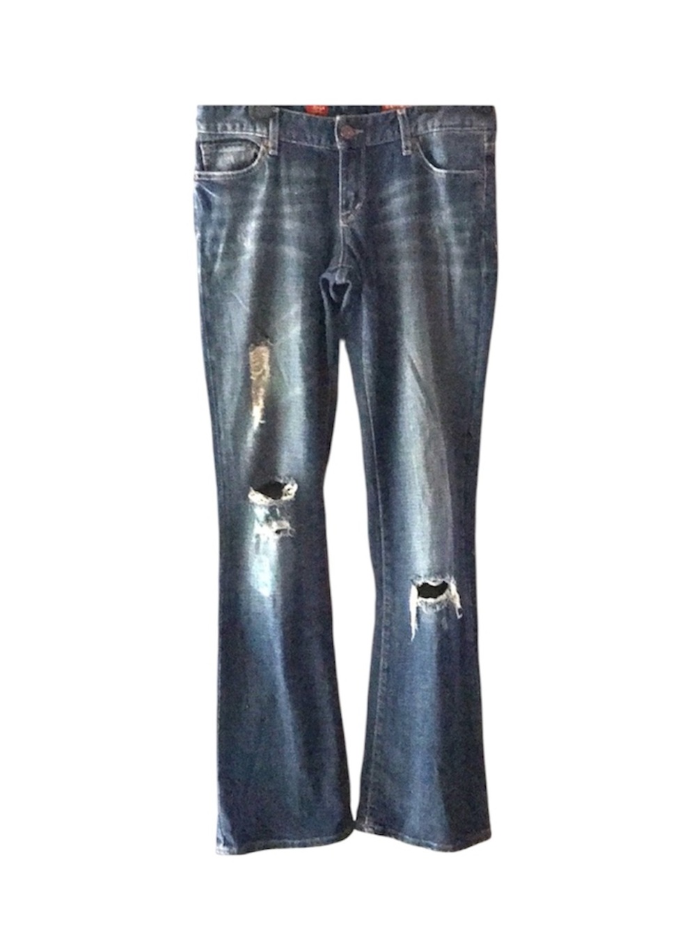 Express “Stella” distressed boot leg jeans